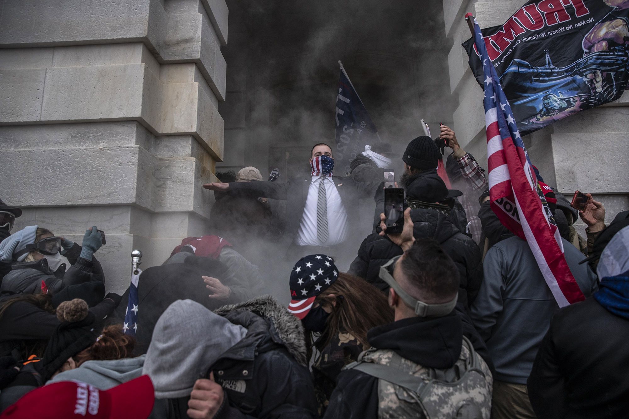Demonstrators attempt to breach the Capitol after they had stormed the building on Jan. 6.