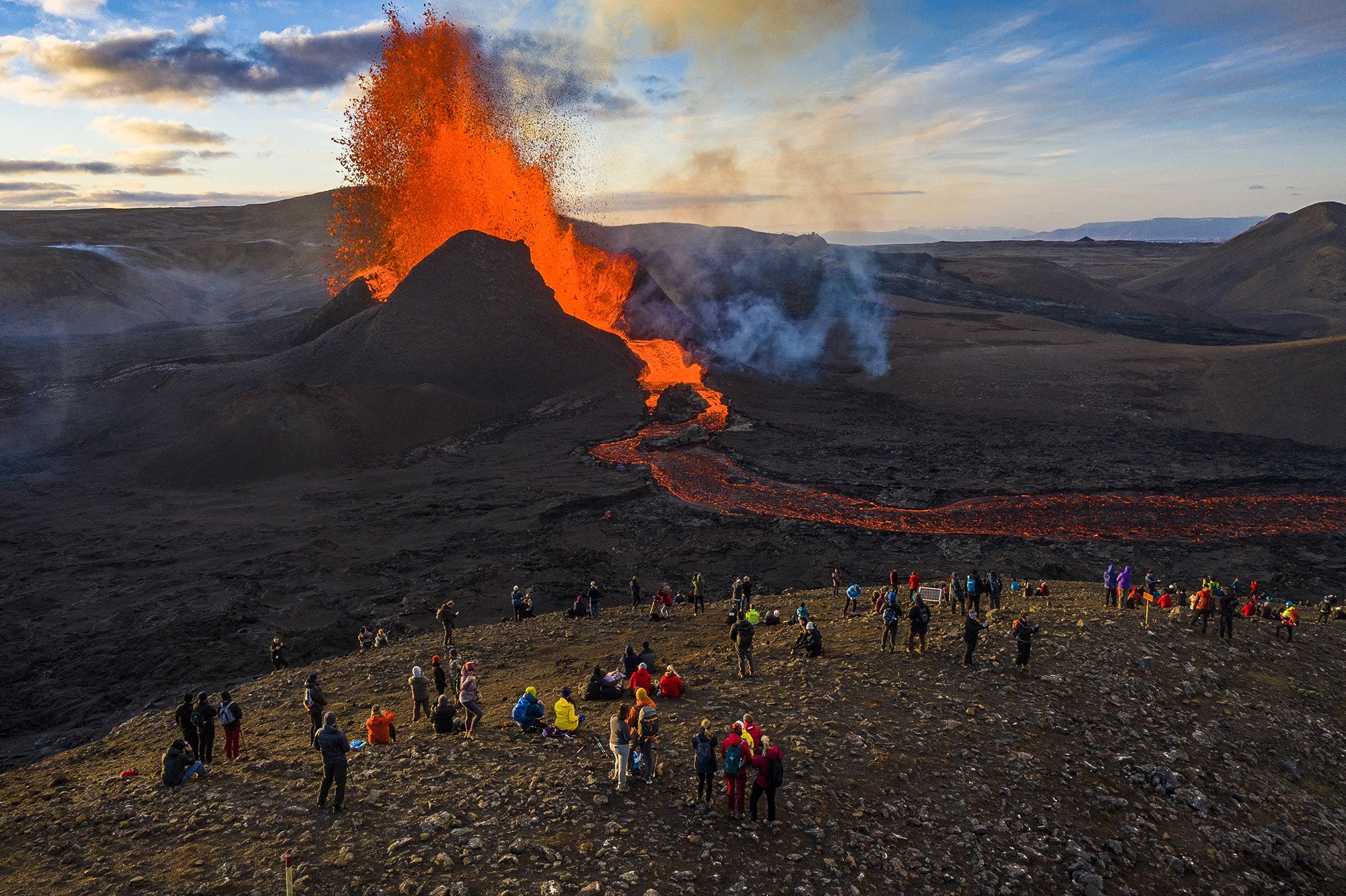 Lava flows from the Fagradalsfjall volcano on the Reykjanes Peninsula in southwestern Iceland on May 11.