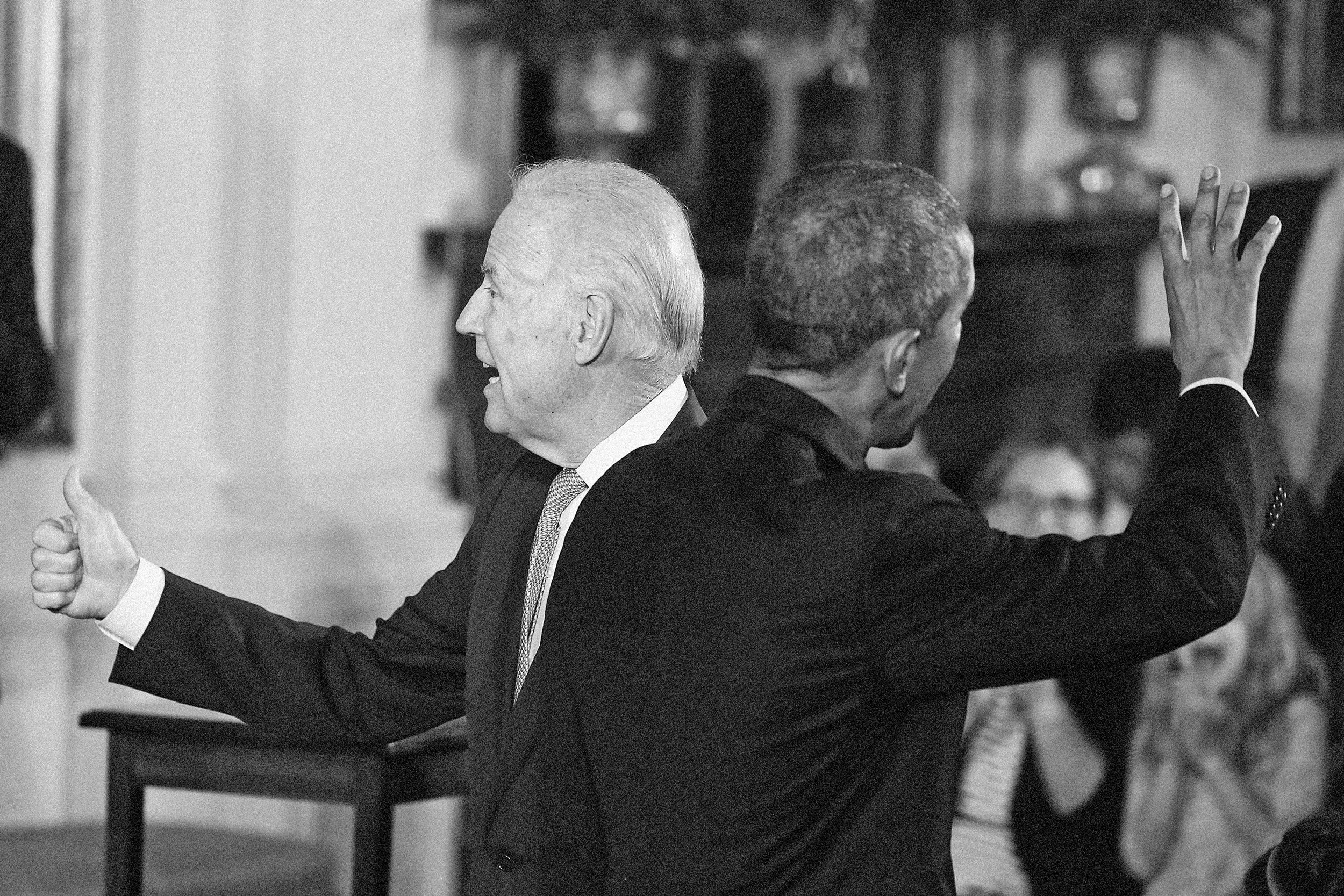 Vice President Joe Biden and President Barack Obama attend an event to honor the U.S. Women's National Soccer Team in the East Room of the White House on Oct. 27, 2015.