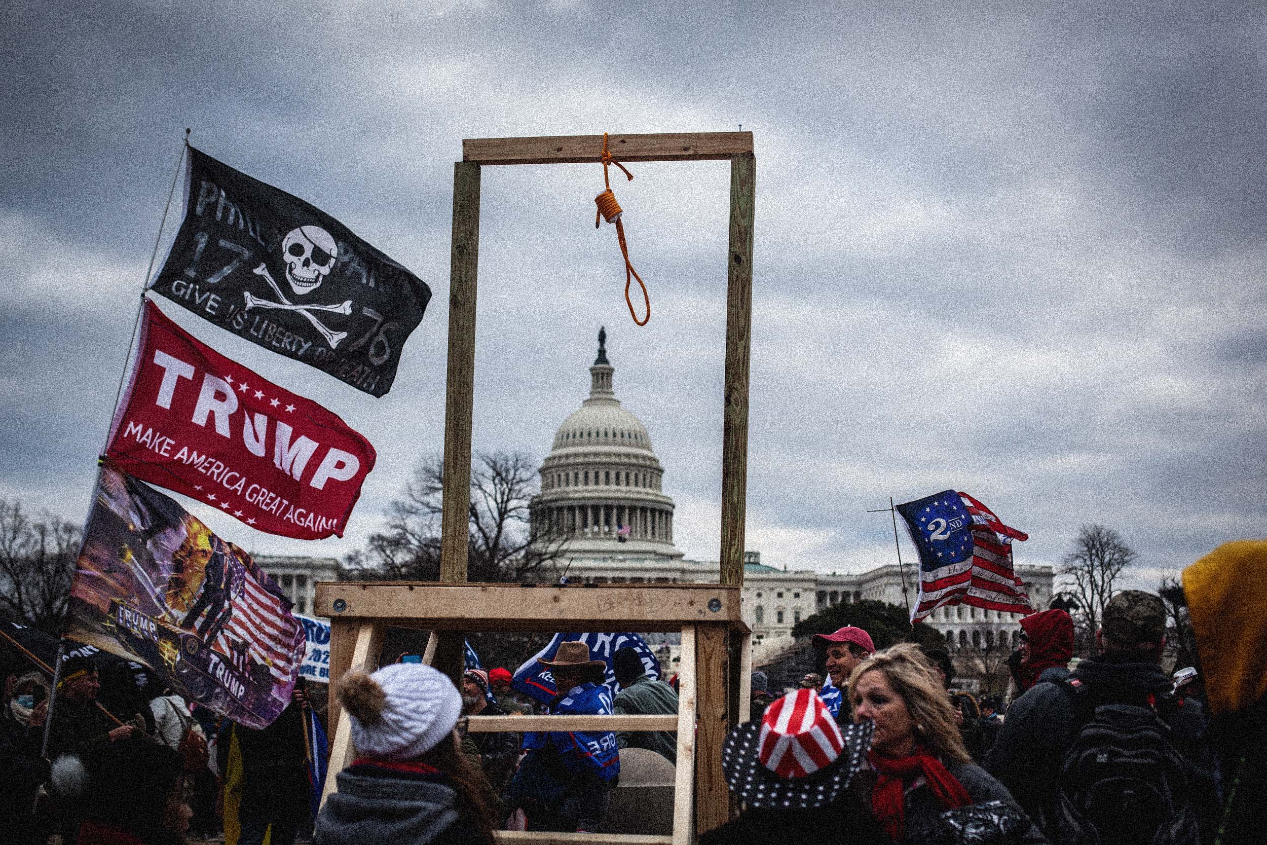 Gallows and a noose erected by protesters near the Capitol. (Shay Horse / NurPhoto via Getty Images file)